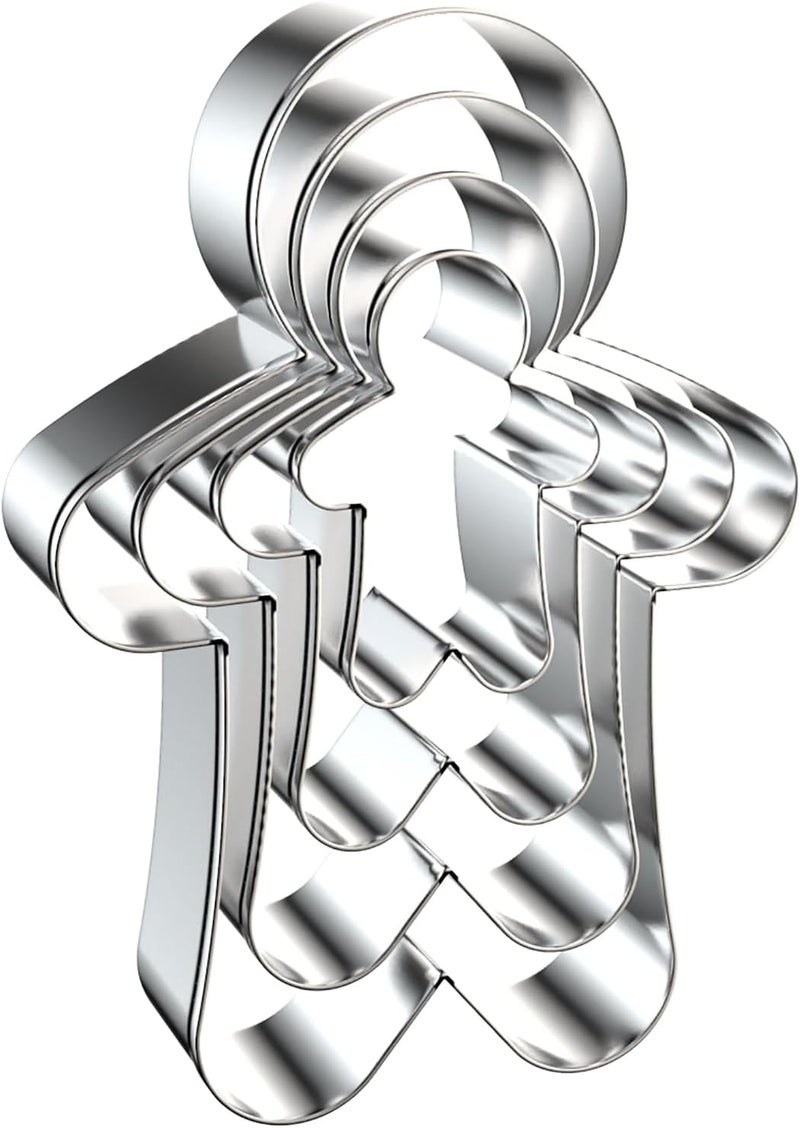 QAAQS Gingerbread Man Cookie Cutters Shapes Set for Christmas Baking with Assorted Sizes - 5 inch, 4 inch, 3 inch, 2 inch - Stainless Steel - Image 1